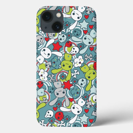 Coques Case-Mate iPhone motif bleu kawaii (Verso)