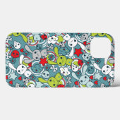 Coques Case-Mate iPhone motif bleu kawaii (Verso (horizontal))