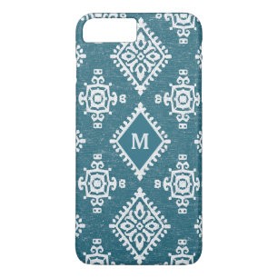 Coque iPhone 7 Plus Motif bleu turquoise du monogramme Amadora