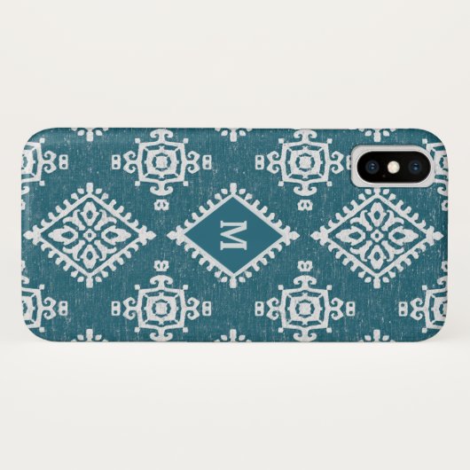 Coques Case-Mate iPhone Motif bleu turquoise du monogramme | Amadora (Dos (Horizontal))