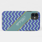 Coques Case-Mate iPhone Motif Blue Sapphire Chevron (Dos (Horizontal))