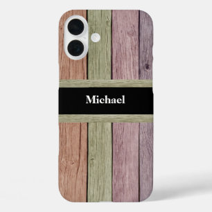 Coques iPhone 16 Plus Motif Bois Rustique Nom Personnalisable