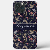 Coques Case-Mate iPhone Motif botanique bleu marine (Verso)