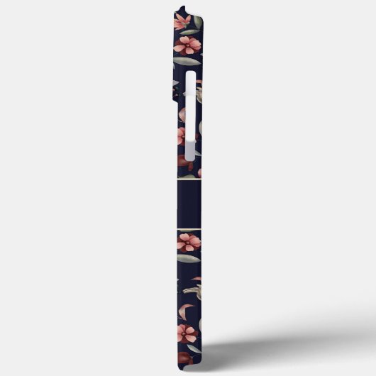 Coques Case-Mate iPhone Motif botanique bleu marine (Verso / Gauche)