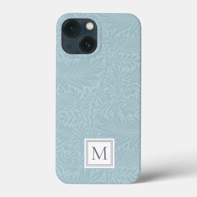 Coques Case-Mate iPhone Motif botanique boho bleu élégant avec monogramme (Verso)