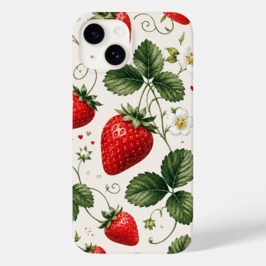 Coques Case-Mate iPhone Motif botanique de fraise sans couture de style vi (Verso)