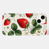 Coques Case-Mate iPhone Motif botanique de fraise sans couture de style vi (Verso (horizontal))