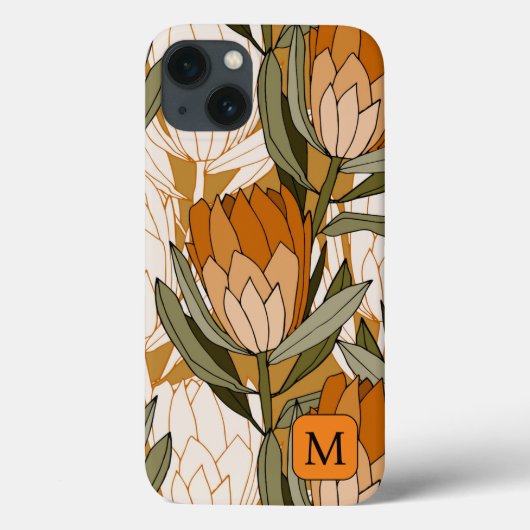Coques Case-Mate iPhone Motif botanique féminine en marron Initial (Verso)