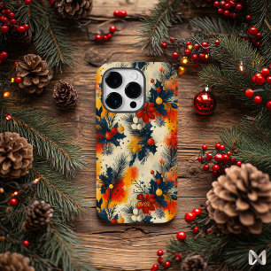 Coque Pour iPhone 14 Pro Motif botanique floral de Noël avec citation de no