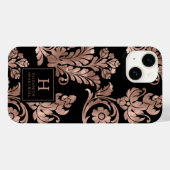 Coques Case-Mate iPhone Motif Botanique Orné Monogramme Rose Or Noir (Verso (horizontal))