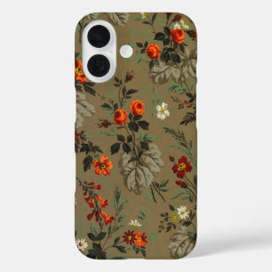 Coques iPhone 16 Motif botanique vintage de rose orange à fleurs so