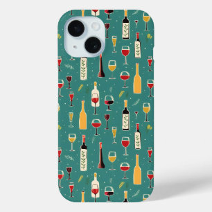 Coque Pour iPhone 15 Motif Bouteilles et verres