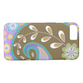 Coques Case-Mate iPhone Motif cachemire brun rétro personnalisé (Dos (Horizontal))