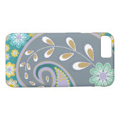 Coques Case-Mate iPhone Motif cachemire gris rétro personnalisé (Dos (Horizontal))