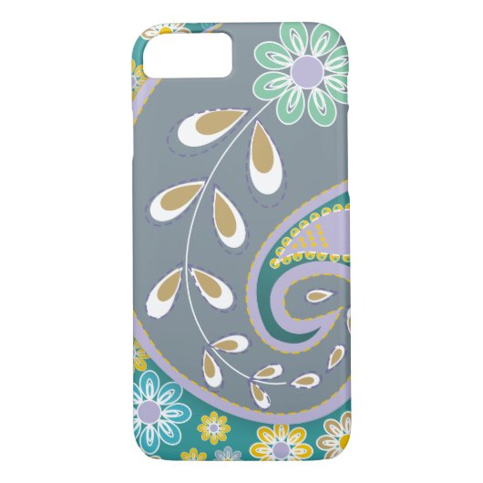Coques Case-Mate iPhone Motif cachemire gris rétro personnalisé (Dos)