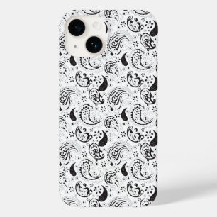 Coque Pour iPhone 14 Motif cachemire noir et blanc – Art textile élégan