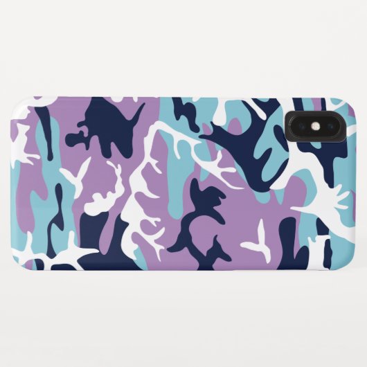 Coques Case-Mate iPhone Motif Camo - Violet Marine Bleu Blanc (Dos (Horizontal))