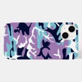Coques Case-Mate iPhone Motif Camo - Violet Marine Bleu Blanc (Verso (horizontal))