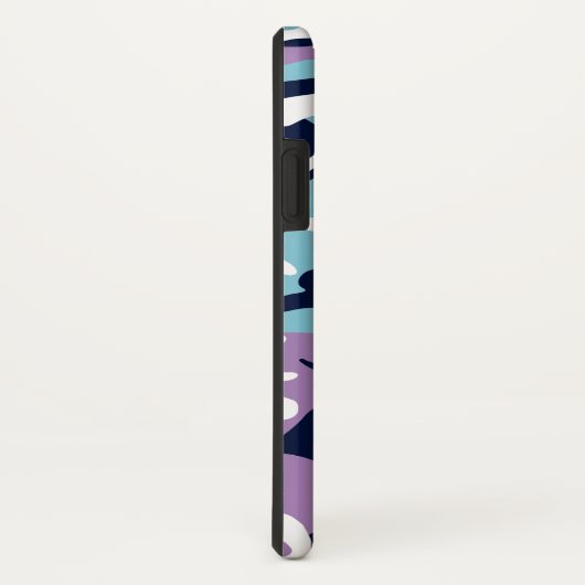 Coques Case-Mate iPhone Motif Camo - Violet Marine Bleu Blanc (Dos/Droite)
