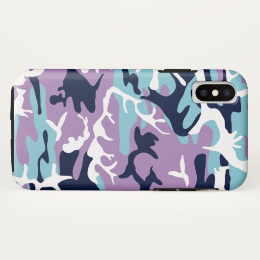 Coques Case-Mate iPhone Motif Camo - Violet Marine Bleu Blanc (Dos (Horizontal))