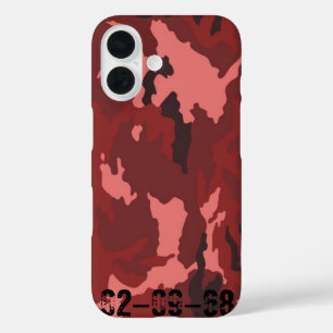 Coques iPhone 16 Motif camouflage rouge rose marron