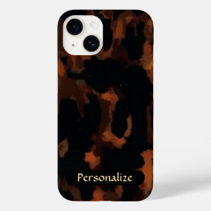Coque Pour iPhone 14 Motif Carapace de Tortue Brun Noir Élégant Chic