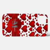Coques Case-Mate iPhone Motif cardiaque romantique monogrammé (Verso (horizontal))