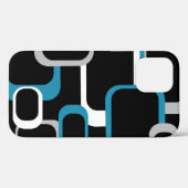 Coques Case-Mate iPhone Motif Carré gris bleu rétro (Verso (horizontal))