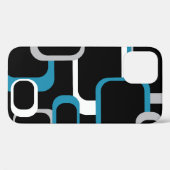 Coques Case-Mate iPhone Motif carré Retro bleu gris noir (Verso (horizontal))