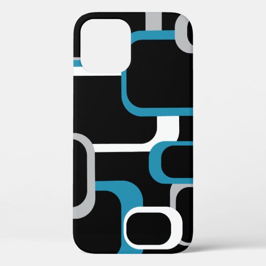 Coques Case-Mate iPhone Motif carré Retro bleu gris noir (Verso)