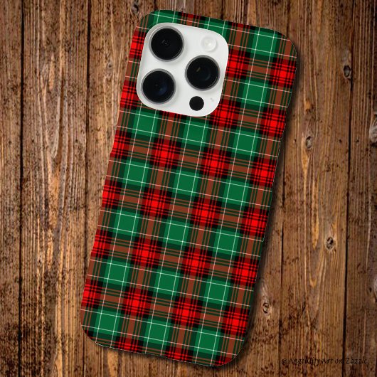 Coques Case-Mate iPhone Motif carreau de Noël rouge vert