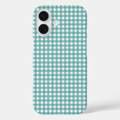 Coques Case-Mate iPhone Motif carreaux gingham sarcelle et blanc (Verso)