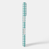 Coques Case-Mate iPhone Motif carreaux gingham sarcelle et blanc (Verso / Droite)