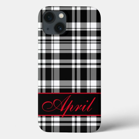 Coques Case-Mate iPhone Motif carreaux noir blanc | monogrammé (Verso)