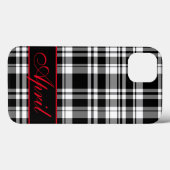 Coques Case-Mate iPhone Motif carreaux noir blanc | monogrammé (Verso (horizontal))