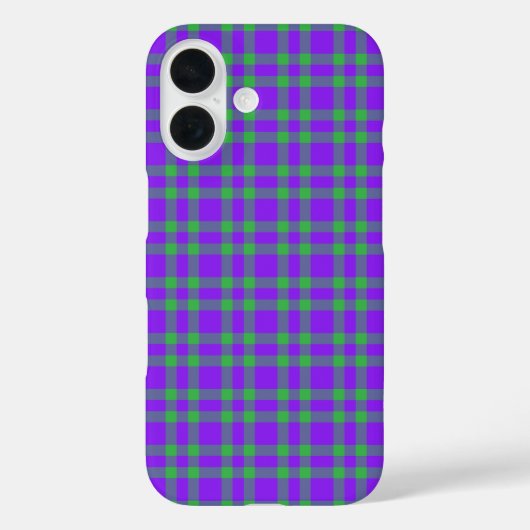 Coques Case-Mate iPhone Motif carreaux vert et violet (Verso)