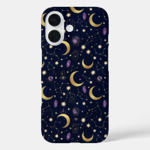 Coques iPhone 16 Motif céleste nocturne Whimsigoth – Lunes, Étoiles