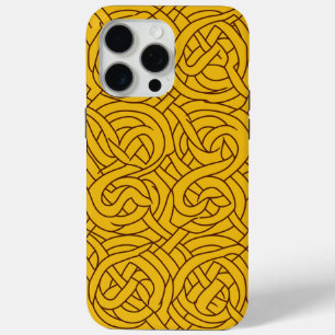 Coque iPhone 15 Pro Max 🌟 Motif Celtique Jaune en Entrelacs ✨
