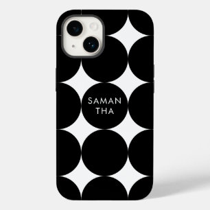 Coque Pour iPhone 14 Motif Cercle géométrique blanc noir