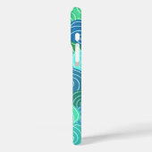 Coques Case-Mate iPhone Motif Cercles de rouleaux bleu vert customisé (Verso / Gauche)
