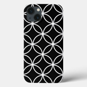 iPhone 13 Coque Motif Cercles Modernes Noir et Blanc