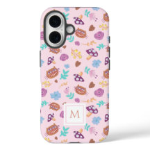 Motif Chat de Cheshire Floral Monogramme Rose