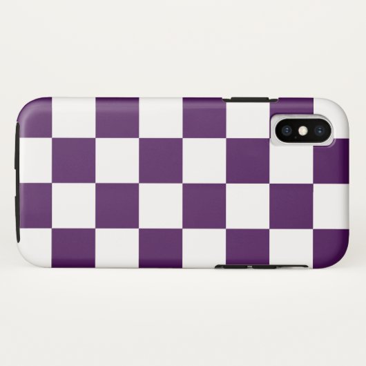 Coques Case-Mate iPhone Motif Checkered pourpre et blanc audacieux (Dos (Horizontal))