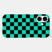 Coques Case-Mate iPhone Motif chèque À damiers noir vert (Verso (horizontal))