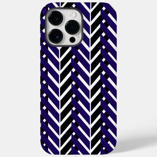 Coques Case-Mate iPhone Motif Chevron bleu blanc moderne (Verso)