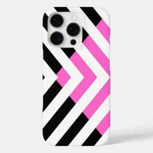 Coques iPhone 16 Pro Motif Chevron en rose et noir