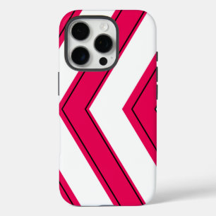 Coques iPhone 16 Pro Motif Chevron en rouge et blanc