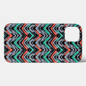 Coques Case-Mate iPhone Motif Chevron Grise, Turquoise Et Corail (Verso (horizontal))