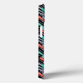 Coques Case-Mate iPhone Motif Chevron Grise, Turquoise Et Corail (Verso / Droite)