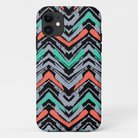 Coques Case-Mate iPhone Motif Chevron Grise, Turquoise Et Corail (Dos)